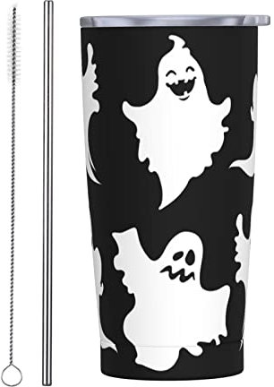 LOUJIN Tazza da viaggio da 20 once Halloween Goth Tumbler con cannuccia e coperchio Tazza da caffè isolata in acciaio inossidabile a prova di perdite per tazza calda fredda