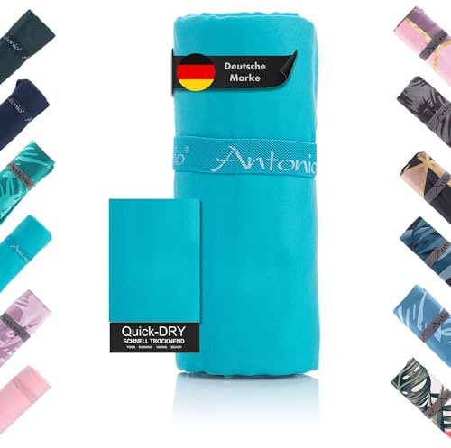 Antonio - Mikrofaser Strandtuch & Badetuch XXL 160 x 80 cm himmelblau - Damen & Herren Strand-Handtuch & Bade-Handtuch schnelltrocknend leicht groß - Microfaser Towel Handtücher Yoga, Sport, Unterwegs