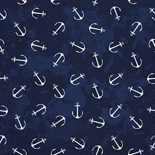 HEKO PANELS Oxford Wasserdichte Meterware Canvas Polyester Stoff Zum Nähen Dekostoffe Wasserabweisend Blickdicht Anker 1 Meter 155 x 100 cm
