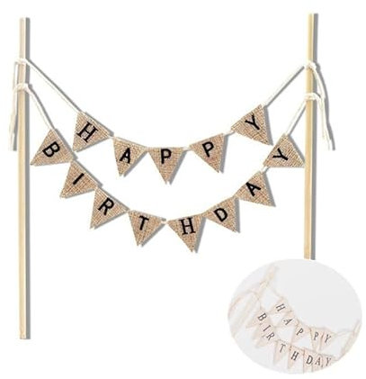 Moonoubeans 1 Pack Birthday Cake Topper Cake Bunting Flag Birthday Party Decoration Cake Topper Bunting Party Bunting Flag for Boys and Girl Birthday Party Supplies