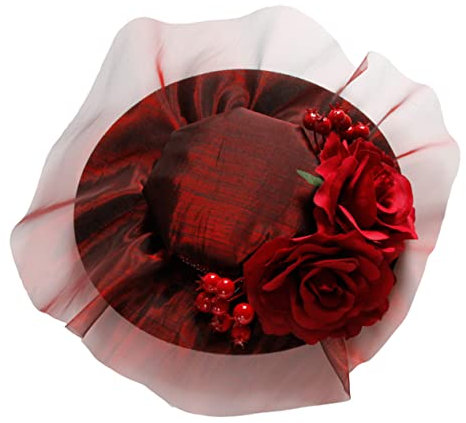 minkissy Rote Rose Frauen Mini Zylinderhut Teeparty Hut Partyhut Dekoration Stewardess Hut