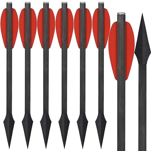 WANVZMR 6,3 Carbon Pistole Armbrust Bolzen Pfeile mit Jagdspitzen Jagdpfeile,Mini Armbrustbolzen Armbrustpfeile für 50-110lbs Pistolenarmbrust Präzisionsziel,Schießübungen Jagd (Rot 6pcs)