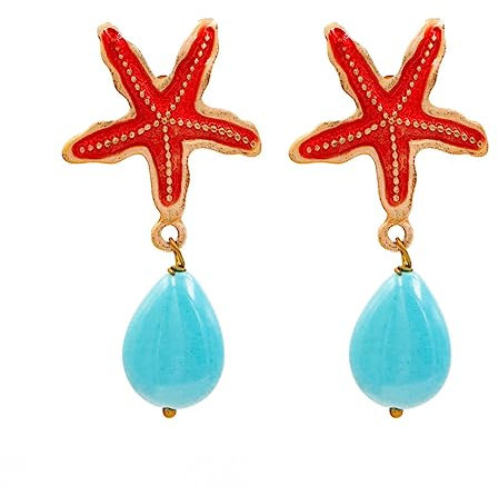 MARARDI Ohrringe Damen Italienische [Estella Rosso] Lange Handmade Italienischer Schmuck Elegant Originale für Alltag Events Hochzeiten besondere Anlässe