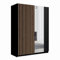 Meublorama Armario de 2 Puertas correderas con Espejo 150 cm - Negro y Roble - Colección STRANO
