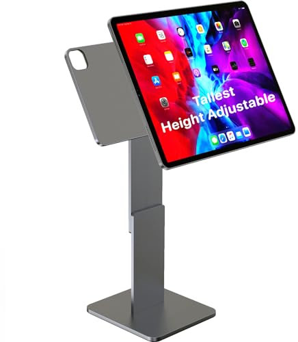 Premium größter höhenverstellbarer magnetischer Ständer für iPad Pro 12,9 Zoll, iPad Air 13 Zoll (2024), maximale Höhe 44,5 cm, Ständer für iPhone mit MagSafe, gebogenes USB-C-Kabel, MagFlott Pro 32,8