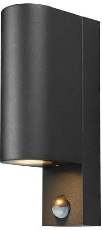 PRIOS Tetje mit Bewegungsmelder (Modern) in Schwarz aus Aluminium (2 flammig, GU10)