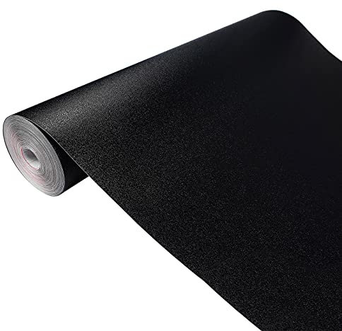 Klebefolie Möbel und Auto 45x1500 cm | Tuningfolie und Lackschutzfolie - selbstklebend und zuschneidbar | Möbelfolie und Auto-Folie für Schutz und kreatives Design | Schwarz Matt Geprägt Strukturiert