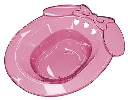 perfk Sitz Bath for Toilet Seat Hip Bath Bowl for Women Multipurpose Anti Slip Tub Wash Basin for Restroom, Pink