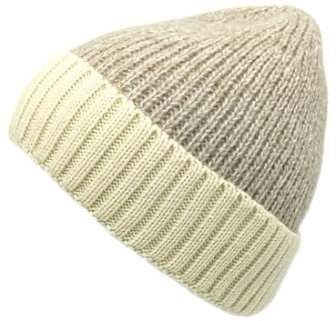 Mashaouyo Farblich passender Jacquard-Strickhut für Herbst und Winter, im Freien, verdickt, modisch, vielseitig einsetzbar, Wollmütze mit Ohren Head Warmer (Beige, M)