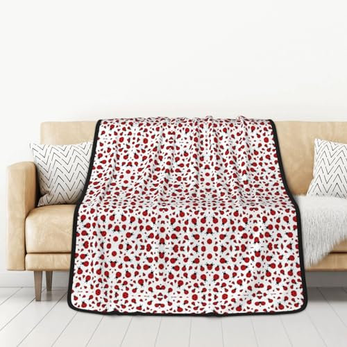 KIROJA Ladybug Ultraweiche Flanell Doppelseitige Decke Geschenke Decke Sofa Decke Alle Jahreszeiten Überwurfdecke
