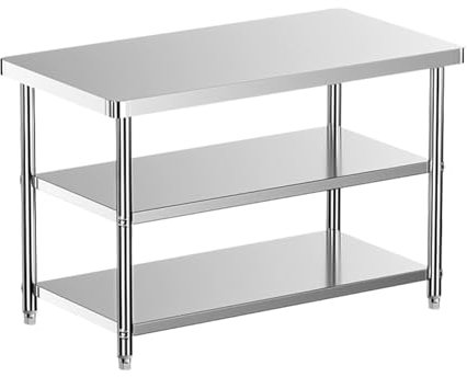 Gastronomie Edelstahl Arbeitstisch Küchetisch Küche Lebensmittel Zubereitungstisch,Edelstahltisch für Küche Bar(70x60x80cm/27.5X23.6X31.4in)