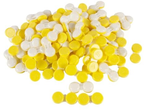 Dhoptical 100Pcs Contact lens case Colorful Contact Lens Holder Box Left/Right Eyes (Yellow)