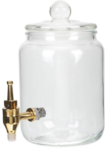 IMIKEYA Bocal à Vin En Verre 3l Avec Robinet En Inox Récipient De Stockage De Boissons Scellé Bouteille Polyvalente Pour Thé Glacé Et Autres Boissons Pot De Fermentation En Verre Solide Maison