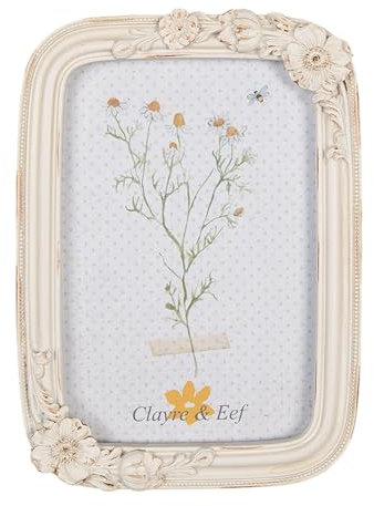 Clayre & Eef Bilderrahmen 10x15 cm Beige Kunststoff Glas Rechteck Fotorahmen