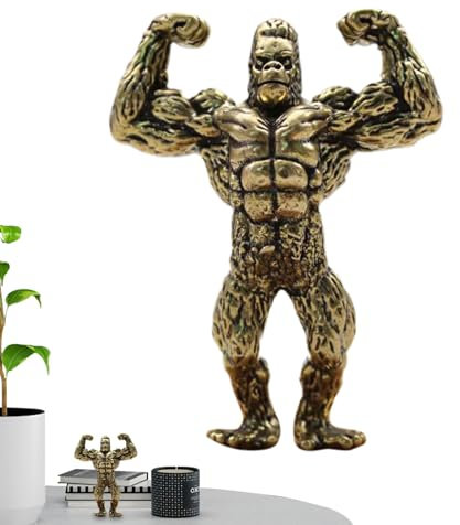 Feziwurs Gorilla Statue | Kupfer Orang-Utan Ornament | Kupfer Gorilla Statue Bodybuilder Gorilla Figuren Realistische Gorilla Tischplatte Gorilla Skulptur Fitness für Zuhause