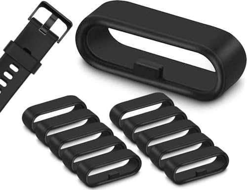 ZoeTekway 10 Stück Silikon Uhrenarmband Schlaufe,Ersatz Uhrenband,Uhrenarmband Befestigungsringe,universelle Passform Verschlussring,Armband,Befestigungsringe,Haltering(Schwarz,Oval,20mm)
