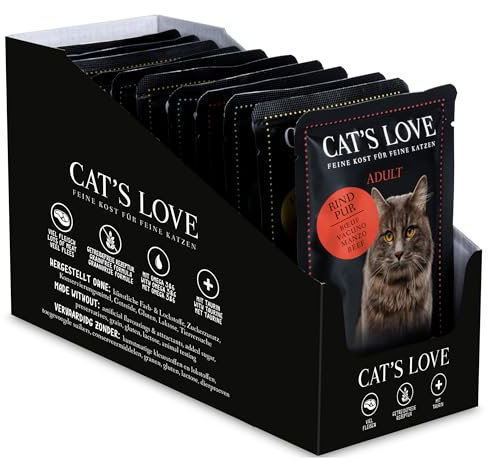 Cat'S Love Nassfutter für Katzen | verschiedene Beutel | 12 x 85 g | (2 x Lachs, 2 x Rind, 2 x Truthahn, 2 x Huhn, 2 x Kalb und Truthahn, 2 x Lachs und Huhn)