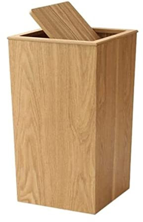 VNNHGB Poubelle en Bois, 2.21 L, Marron, Carrée, avec Couvercle, pour Salle de Bain et Recyclage