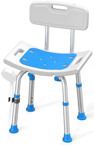 HOMLAND Shower Chair with Removable Back, 181KG Heavy Duty Shower Seat for Elderly, 6 Height Adjustable Shower Stool, Shower Chair to Sit on in Shower
