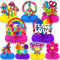 Qpout 9 Stück Groovy Hippie Boho Party Waben-Tafelaufsätze Tie-Dye Party Tischdekorationen Retro Blumen Regenbogen Gänseblümchen Friedenszeichen für 60er und 70er Jahre Hippie Mottopartys Dekorationen