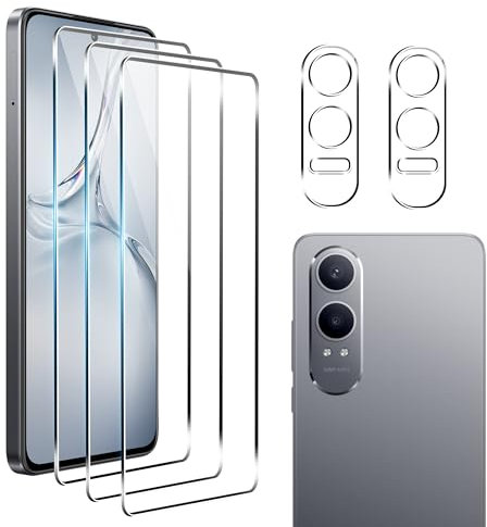 zZjoOoj 3+2 Piezas de cristal Protector para Oneplus Nord CE4 Lite, 3 Piezas de Película Protectora con 2 Piezas de Protección de Cámara, Dureza 9H, HD Transparente