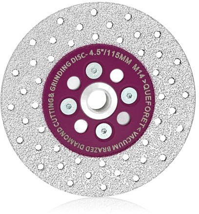 QUEFORET Disco Diamantato per Piastrelle 115mm - Disco per Taglio e Smerigliatura di Granito Marmo Cemento Gres Porcellanato, Flangia M14