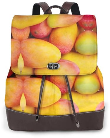 GaxfjRu Rucksack aus Leder mit Mango-Print für Damen, stilvoller Bolsos Para Mujeres für Arbeit, Reisen und Stil für Damen, Schwarz, Einheitsgröße