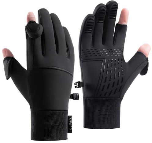 SUWIWKKOA Wind- und wasserdichte warme Handschuhe mit fingerkappe - Wasserabweisende Touchscreenhandschuhe geeignet zum Laufen Radfahren Angelhandschuhe
