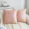 Kissenbezug 40 x 40 cm Rosa Sofakissen Herbst Kissenbezüg mit Gold Geometrie Linie Kissenhülle Modernes Dekokissen Samt Zierkissen 2er Set für Schlafzimmer Couch Sofa Bett