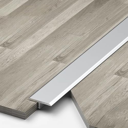 Raouoae T-Profile Transition Strip 3 Pieces, 90cm Aluminum Door Threshold Rail, Easy To Install Floor Compensation Profile, Doorway Transition Bar For Wooden, Tile & Carpet Floors(Silber,Breite 12 mm)