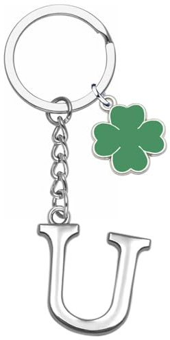 YJYJZX Porte-clés lettre initiale pendentif, porte-clés cadeau amis soeurs, argent A-Z 26 lettre initiale pendentif porte-clés - cadeau femme homme anniversaire, porte-clés (U)