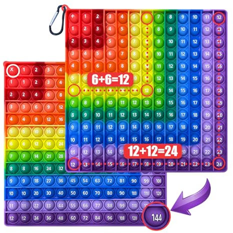 Zamety Pop It Fidget Toys Plopper Spielzeug, 20x20cm Pop It Spiel, Multiplikation und Addition Popit Lernspielzeug, Doppelseitig Anti Stress Spielzeug, Push Bubble Fidget Toy für Kinder und Erwachsene