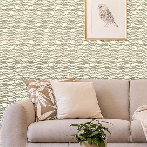 Papier Adhesif pour Meuble Hexagone Jaune Papier Peint Adhesif Mural Vinyle Papier Collant pour Meuble Imperméable Papier Peint Autocollant Mur Papier Peint Adhesif 1P (40x100 cm)