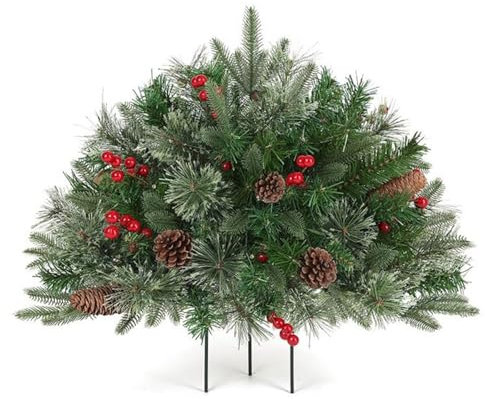 Relleno de Macetero Navideño, árbol de Navidad con Pilas, Relleno de Macetero Navidad con Luces Led, Decoraciones de árboles Navidad Artificiales Preiluminados para Decoración de Patio al Aire Libre
