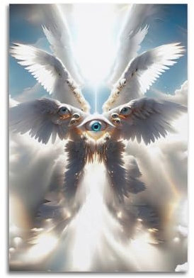 ZXJYMX Kreative magische Landschaftsdekoration, ein sechsflügeliger Engel mit Augen, Poster, dekorative Malerei, Leinwand, Wandposter und Kunstdruck, moderne Familienschlafzimmer-Dekoration, Poster,