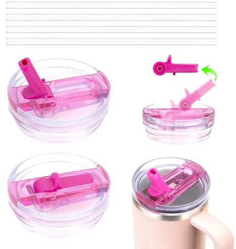 Kurotel 40oz Tumbler Flip Straw Lid for Stanley Cup Accessory, Leak Proof Replacement Lid with Detachable Straw Fits for Stanley 40oz Tumblers Replacement Lid Accessories -2 Pack