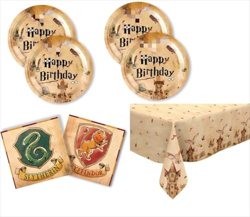 Ensemble de vaisselle de fête magique Wizard - Décoration d'anniversaire pour enfants - Fournitures de fête d'anniversaire et décoration de table