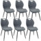 WAFTING Esszimmerstühle 6er Set, Gepolsterter Stuhl mit Hohe Rückenlehne aus Stoff und Schwarz Lackierte Metallfüße, fürSchlafzimmer, Esszimmer und Empfang, Dunkelgrau
