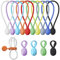 Reusable Silicone Magnetic Cable Ties - 2 Sizes Combo (4pcs 2.56'' + 10pcs 7.16'') - Multi-Purpose for Cable Bundling, Organizing, Bookmarks & Fridge Magnets - Assorted Colors, 14-Pack