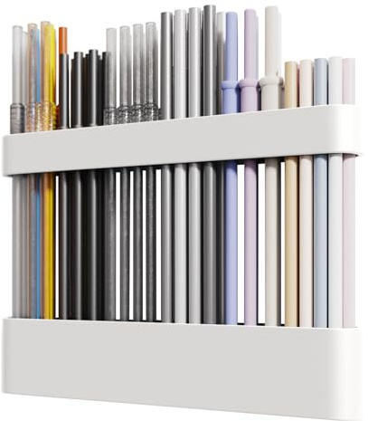 Cxqbsmy Strohhalm Organizer, Wandmontierte Trinkhalme Aufbewahrung, Aufbewahrung mit Doppelseitig Magnetisch, Bohrungsfreie Montage Wiederverwendbare Schrankspeicher Strohhalm Halfterung