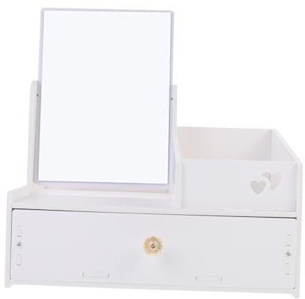 IMIKEYA Multifunctional Desktop Makeup Organizer with Drawer and Mirror 1-drawer Skincare Storage Box for Cosmetics and Jewelry Versatile Classify Case for Vanity and Dresser