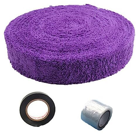 JOFUUM Badminton Grip with Seal Tape Base Film Hand Gel Tennis Racket Sweat Band 10M Violet