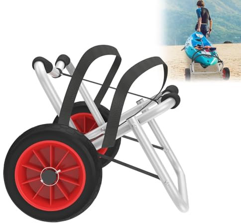 UISEBRT Kajakwagen Faltbare Kanuwagen bis 100 kg Tragfähigkeit mit 3m Gurtbändern AluminiumTransportwagen SUP Bootswagen für Schlauchboot Kanu Kaja