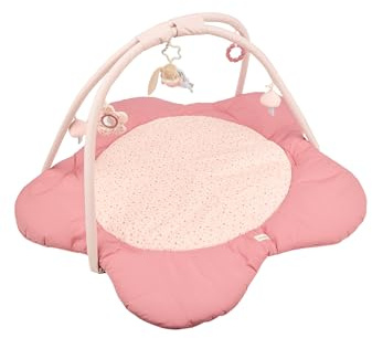 Sterntaler Spielbogen Hase Hanni 96x96cm - Motiv Spieldecke mit Bogen & abnehmbarem Spielzeug - wattierte Activity Decke für Mädchen mit Rassel, Beißring & Spiegel - Geschenk Idee, perlrosa