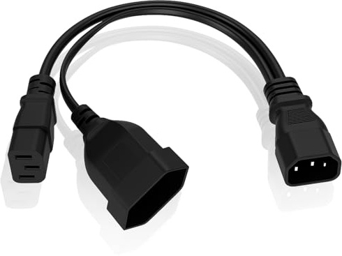 UPS PDU Stromkabel Y-Splitter Verlängerungskabel IEC 320 C14 Männlich auf C13 Weiblich + Euro-Steckdose CEE7/16-Buchse250V 10A, Splitter Adapterkabel für PC Monitor Netzgeräte 30cm