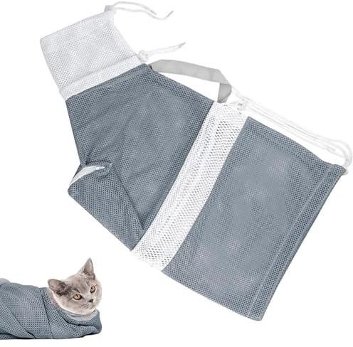 Adjustable Cat Bathing Bag, Cat Shower Bag, Cat Wash Bag, Puppy Dog Pet Cleaning Shower Net Bag, Cat Grooming Bag for Cat Bathing, Anti-Bite and Anti-Scratch Restraint Bag for Bathing Nail Trimming