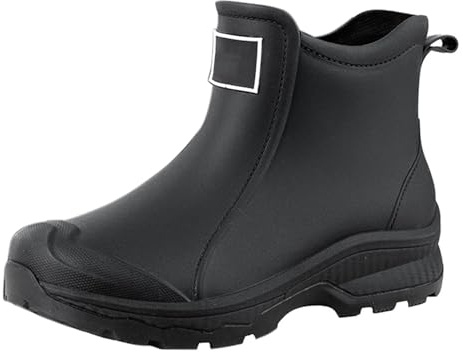 Bottes de pluie mi-hautes pour homme - Semelle souple - Coupe-vent - Résistantes à l'abrasion - Antidérapantes - Pour le bateau, le camping, la voile et les activités de plein air, Noir , 39 EU