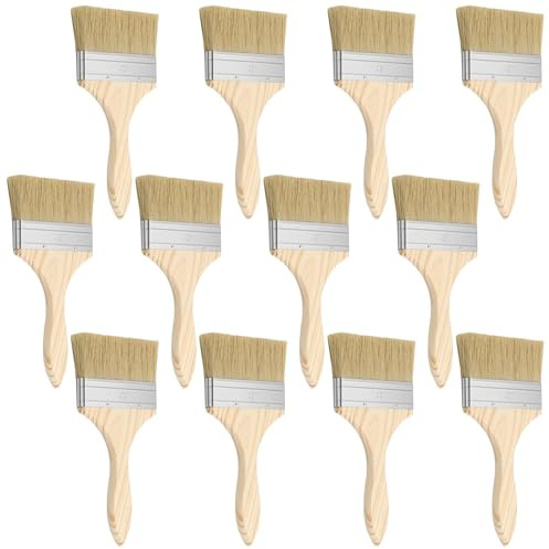 KEILEOHO Paint Brush, 4 Inch Chip Brushes, 12 Pack, 21.5cm Length, for Staining, Varnish, Painting