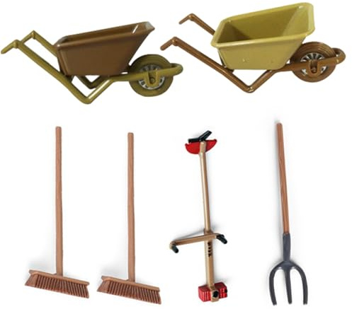 6Pcs/Set Simulation Miniature Dollhouse Accessories Decorative Mini Wheelbarrow DIY Decor for Micro Landscape Toy Wheelbarrow