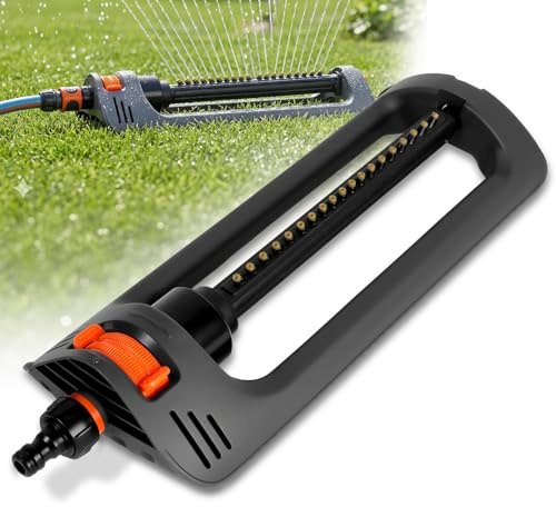 ANOMM 1Pzs Aspersor Oscilante, Aspersor de 19 Orificios, Negro | Aspersor de Manguera con Rango de Rociado Ajustable, Sistema de Riego Rectangular Oscilante para Césped, Césped y Pasto